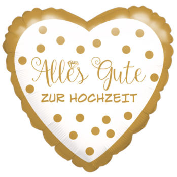 Folienballon - Alles Gute zur Hochzeit, goldene Punkte - ø 45cm